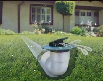 A Sprinkler Watering a Lawn